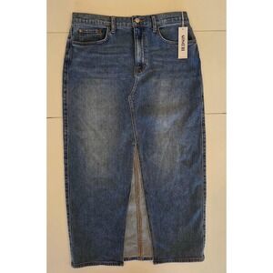 NWT Hudson Matador Reconstructed Denim Maxi Skirt Slit Blue Size 31 Cotton